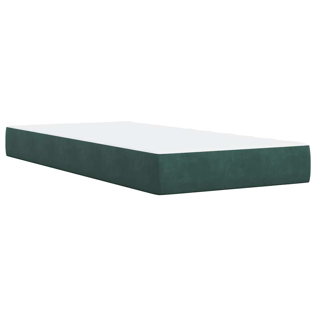 Κρεβάτι Boxspring με Στρώμα Σκούρο Πράσινο 100x200εκ. Βελούδινο - Pakobazaar
