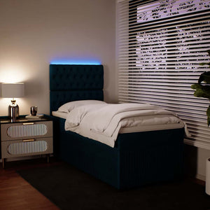 Κρεβάτι Boxspring με Στρώμα Μπλε 100x200 εκ. Βελούδινο - Pakobazaar