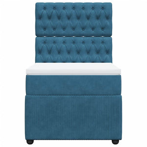 Κρεβάτι Boxspring με Στρώμα Μπλε 100x200 εκ. Βελούδινο - Pakobazaar