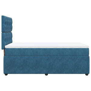 Κρεβάτι Boxspring με Στρώμα Μπλε 100x200 εκ. Βελούδινο - Pakobazaar