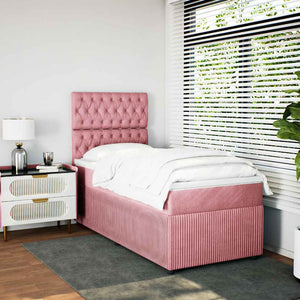 Κρεβάτι Boxspring με Στρώμα Ροζ 100x200 εκ. Βελούδινο - Pakobazaar