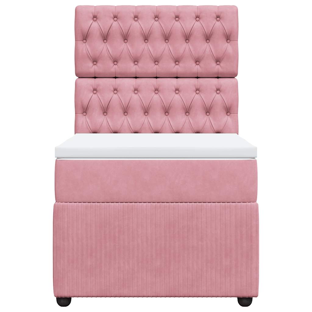 Κρεβάτι Boxspring με Στρώμα Ροζ 100x200 εκ. Βελούδινο - Pakobazaar