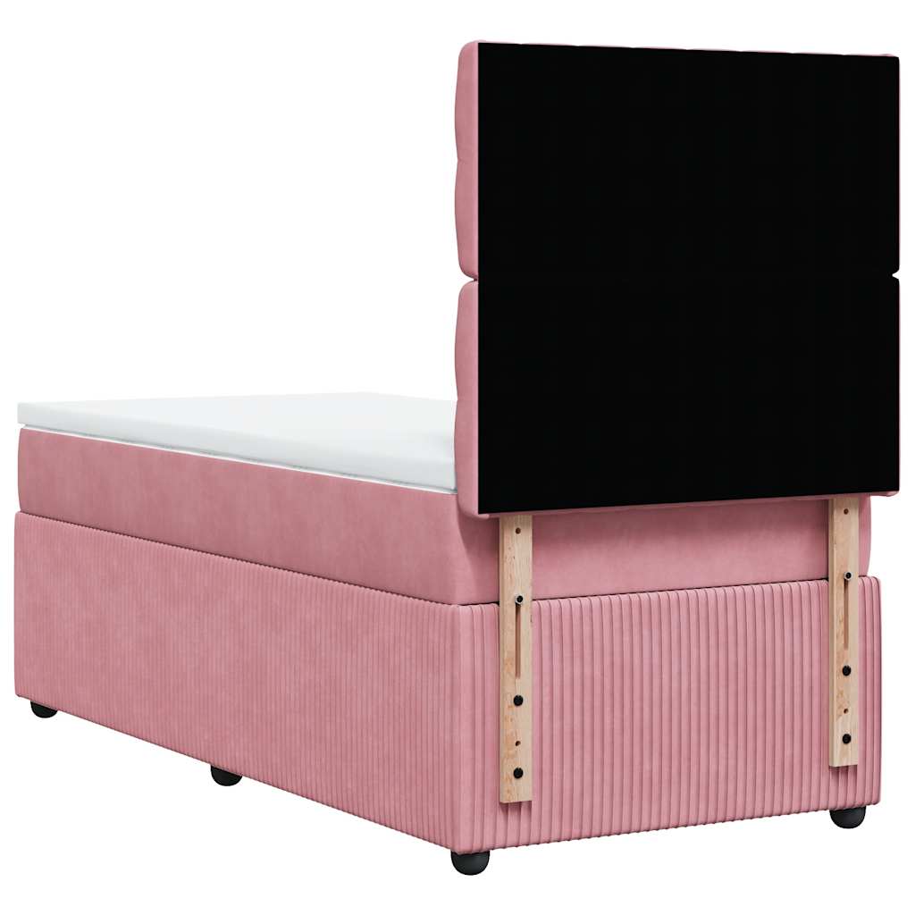 Κρεβάτι Boxspring με Στρώμα Ροζ 100x200 εκ. Βελούδινο - Pakobazaar