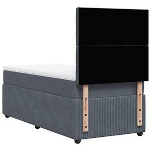 Κρεβάτι Boxspring με Στρώμα Σκούρο Γκρι 100x200 εκ. Βελούδινο - Pakobazaar