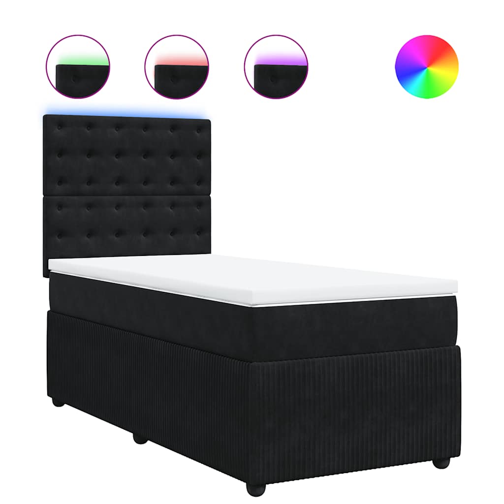 Κρεβάτι Boxspring με Στρώμα Μαύρο 100x200 εκ. Βελούδινο