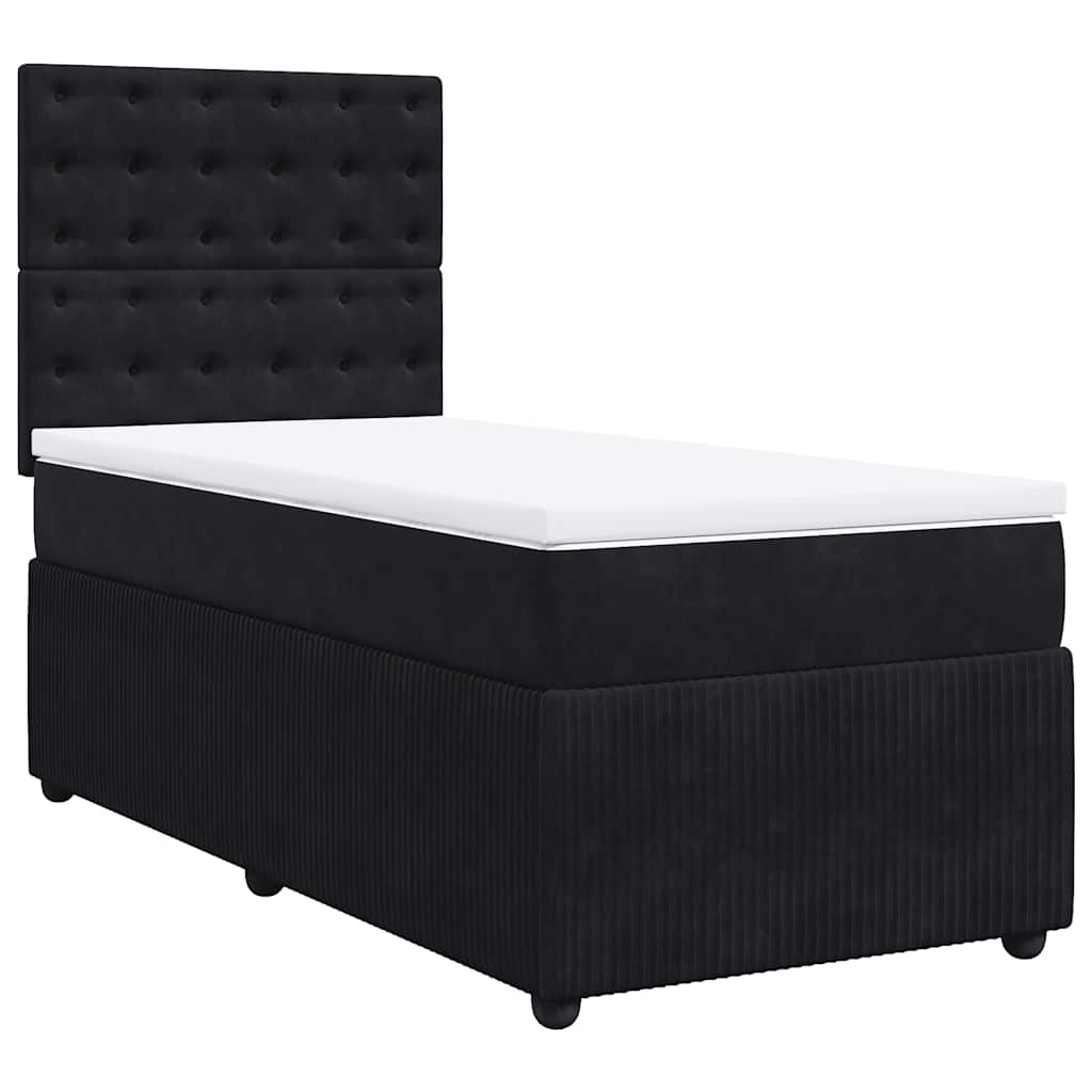 Κρεβάτι Boxspring με Στρώμα Μαύρο 100x200 εκ. Βελούδινο