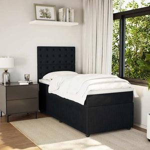 Κρεβάτι Boxspring με Στρώμα Μαύρο 100x200 εκ. Βελούδινο