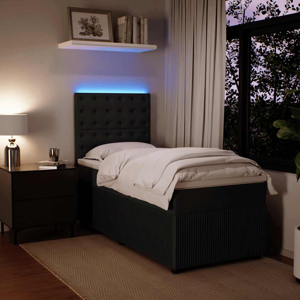 Κρεβάτι Boxspring με Στρώμα Μαύρο 100x200 εκ. Βελούδινο