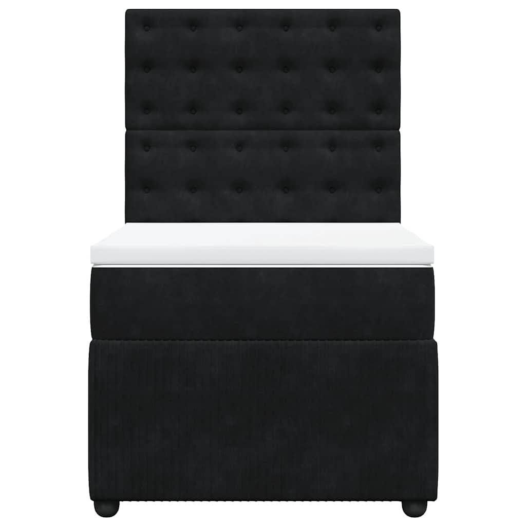 Κρεβάτι Boxspring με Στρώμα Μαύρο 100x200 εκ. Βελούδινο