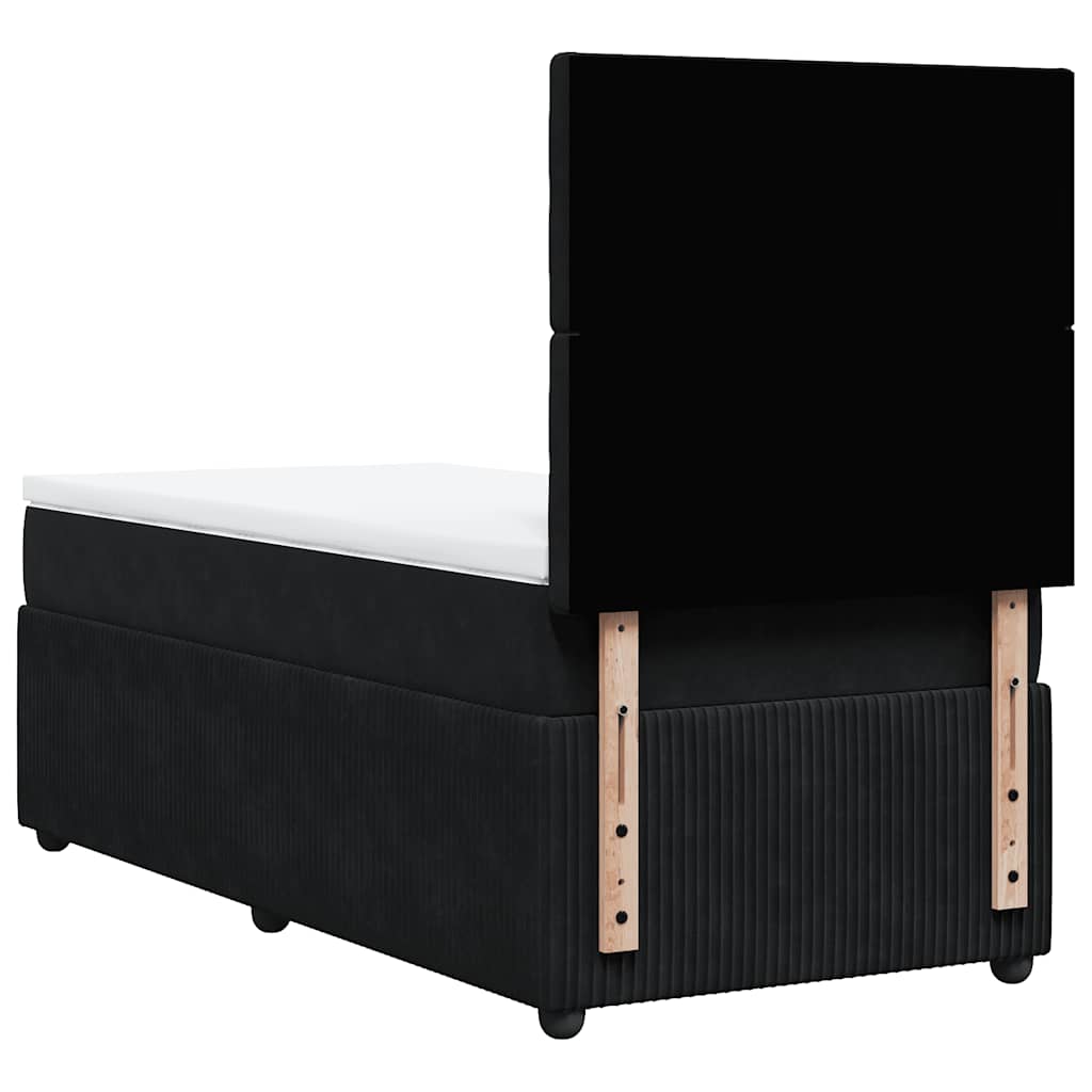 Κρεβάτι Boxspring με Στρώμα Μαύρο 100x200 εκ. Βελούδινο
