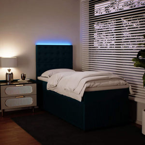 Κρεβάτι Boxspring με Στρώμα Μπλε 100x200 εκ. Βελούδινο - Pakobazaar