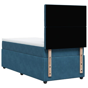 Κρεβάτι Boxspring με Στρώμα Μπλε 100x200 εκ. Βελούδινο - Pakobazaar