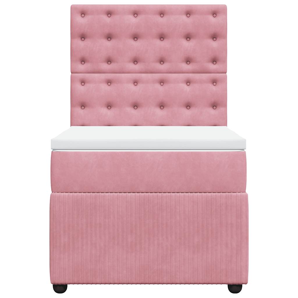 Κρεβάτι Boxspring με Στρώμα Ροζ 100x200 εκ. Βελούδινο - Pakobazaar