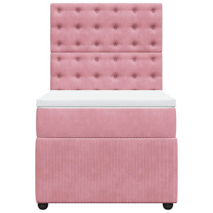 Κρεβάτι Boxspring με Στρώμα Ροζ 100x200 εκ. Βελούδινο - Pakobazaar