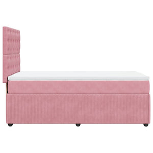 Κρεβάτι Boxspring με Στρώμα Ροζ 100x200 εκ. Βελούδινο - Pakobazaar