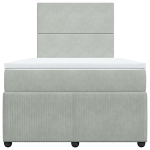 Κρεβάτι Boxspring με Στρώμα Ανοιχτό Γκρι 120x190 εκ. Βελούδινο - Pakobazaar