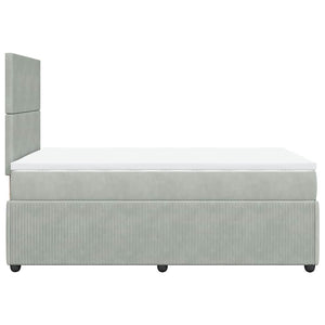 Κρεβάτι Boxspring με Στρώμα Ανοιχτό Γκρι 120x190 εκ. Βελούδινο - Pakobazaar