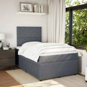 Κρεβάτι Boxspring με Στρώμα Σκούρο Γκρι 120x190 εκ. Βελούδινο