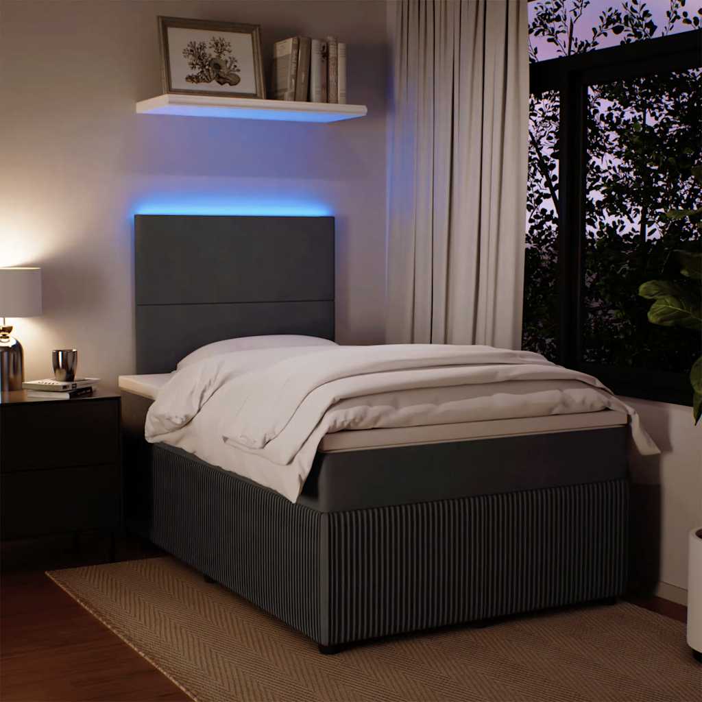 Κρεβάτι Boxspring με Στρώμα Σκούρο Γκρι 120x190 εκ. Βελούδινο