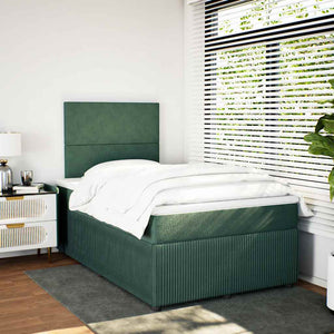Κρεβάτι Boxspring με Στρώμα Σκούρο Πράσινο 120x190εκ. Βελούδινο - Pakobazaar