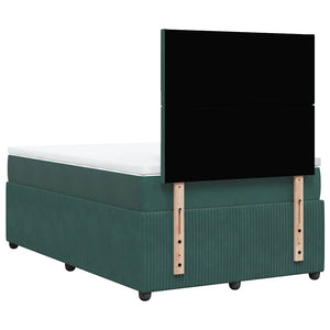 Κρεβάτι Boxspring με Στρώμα Σκούρο Πράσινο 120x190εκ. Βελούδινο - Pakobazaar