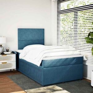 Κρεβάτι Boxspring με Στρώμα Μπλε 120x190 εκ. Βελούδινο