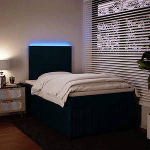 Κρεβάτι Boxspring με Στρώμα Μπλε 120x190 εκ. Βελούδινο