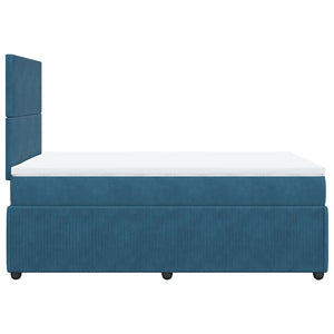 Κρεβάτι Boxspring με Στρώμα Μπλε 120x190 εκ. Βελούδινο