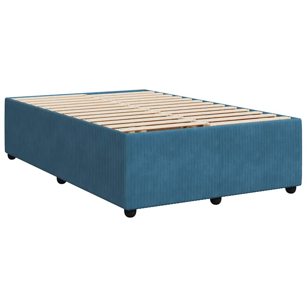 Κρεβάτι Boxspring με Στρώμα Μπλε 120x190 εκ. Βελούδινο