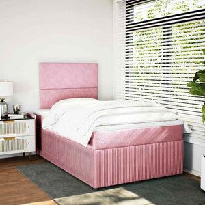 Κρεβάτι Boxspring με Στρώμα Ροζ 120x190 εκ. Βελούδινο - Pakobazaar