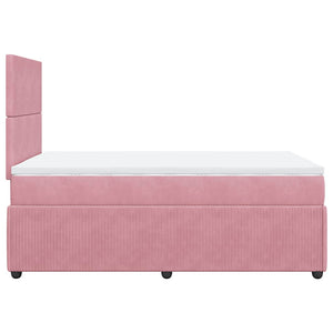 Κρεβάτι Boxspring με Στρώμα Ροζ 120x190 εκ. Βελούδινο - Pakobazaar