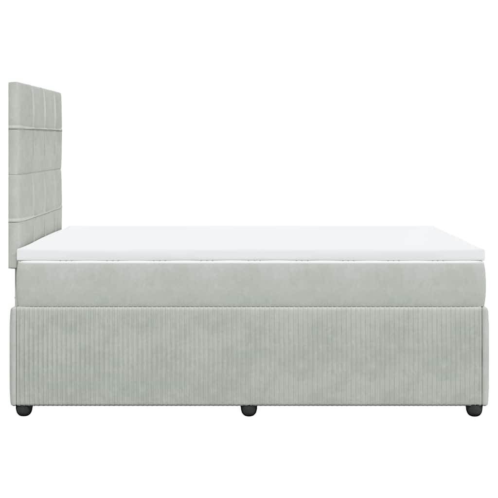 Κρεβάτι Boxspring με Στρώμα Ανοιχτό Γκρι 120x190 εκ. Βελούδινο - Pakobazaar