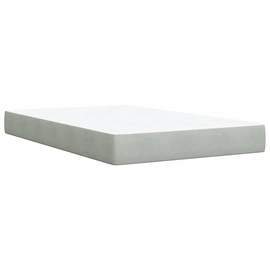 Κρεβάτι Boxspring με Στρώμα Ανοιχτό Γκρι 120x190 εκ. Βελούδινο - Pakobazaar