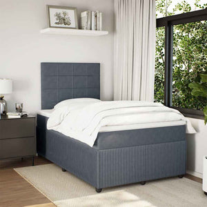 Κρεβάτι Boxspring με Στρώμα Σκούρο Γκρι 120x190 εκ. Βελούδινο