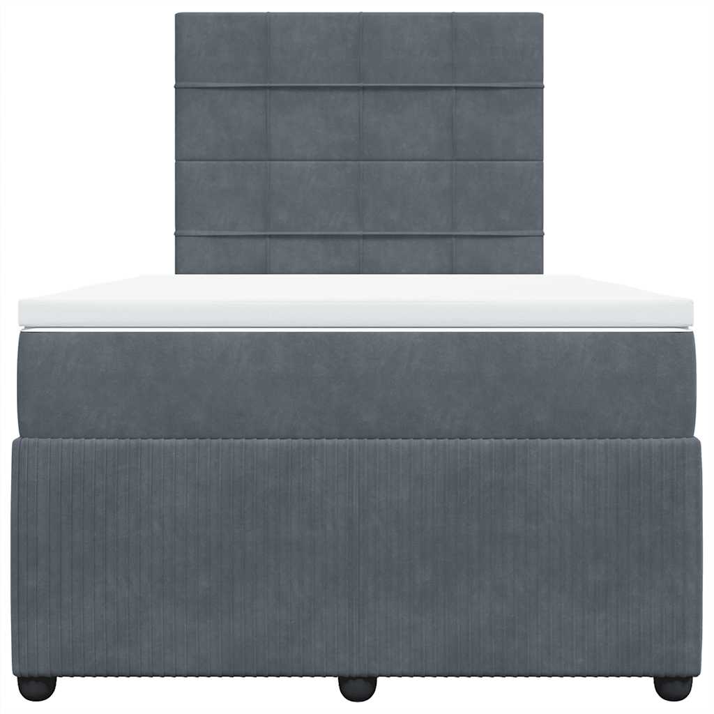 Κρεβάτι Boxspring με Στρώμα Σκούρο Γκρι 120x190 εκ. Βελούδινο