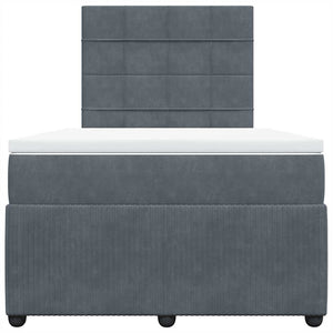 Κρεβάτι Boxspring με Στρώμα Σκούρο Γκρι 120x190 εκ. Βελούδινο