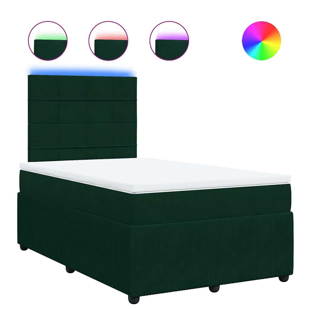 Κρεβάτι Boxspring με Στρώμα Σκούρο Πράσινο 120x190εκ. Βελούδινο - Pakobazaar