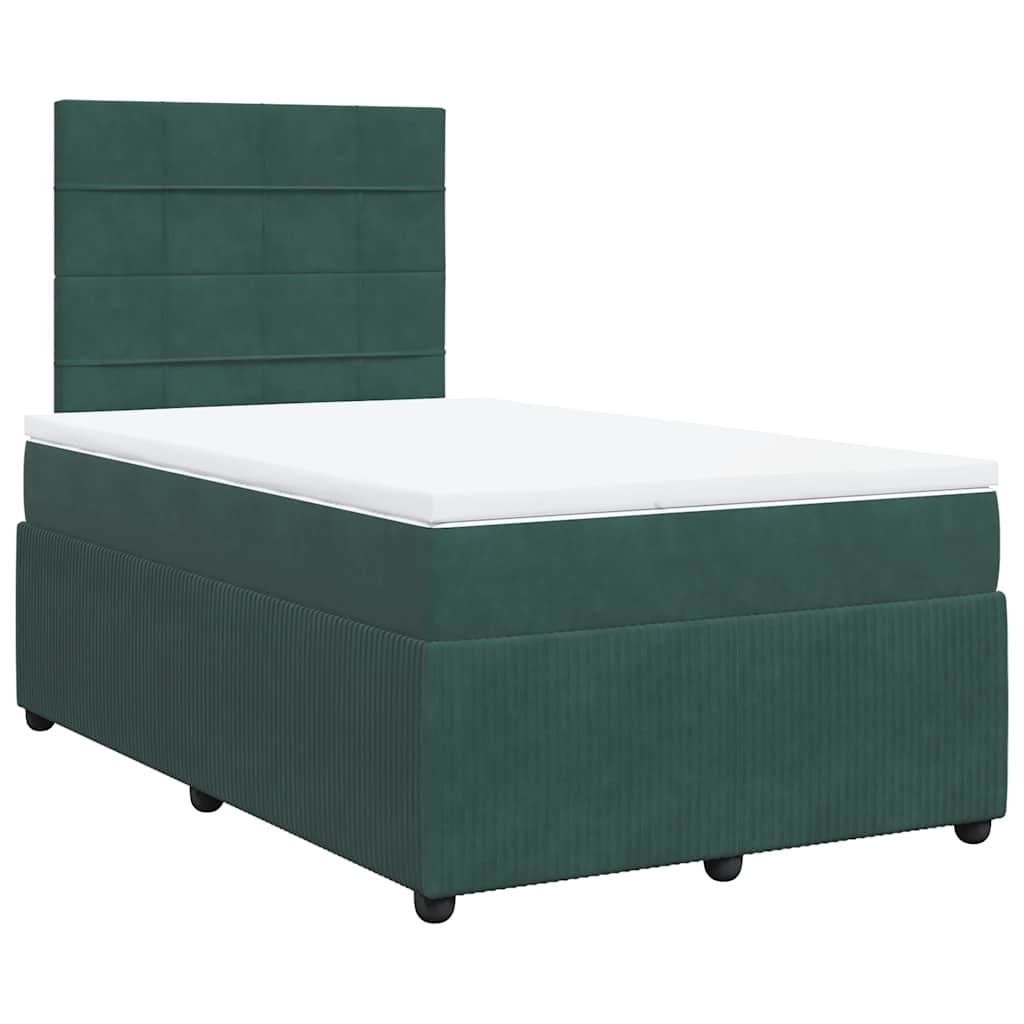 Κρεβάτι Boxspring με Στρώμα Σκούρο Πράσινο 120x190εκ. Βελούδινο - Pakobazaar