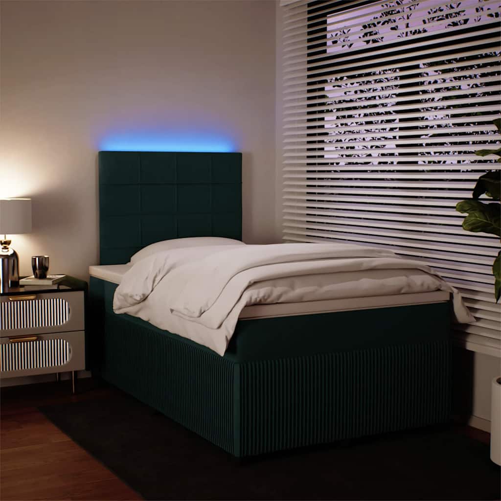 Κρεβάτι Boxspring με Στρώμα Σκούρο Πράσινο 120x190εκ. Βελούδινο - Pakobazaar