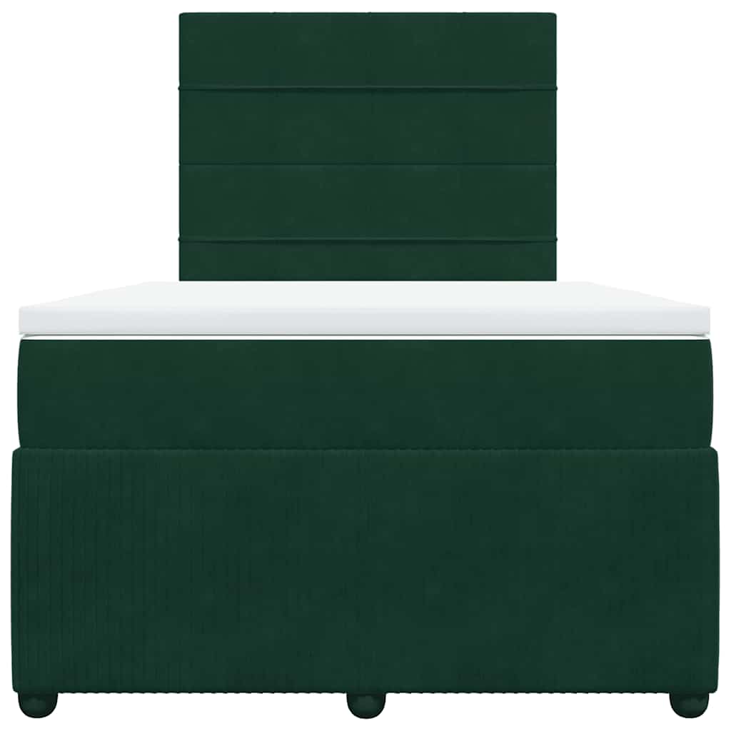Κρεβάτι Boxspring με Στρώμα Σκούρο Πράσινο 120x190εκ. Βελούδινο - Pakobazaar
