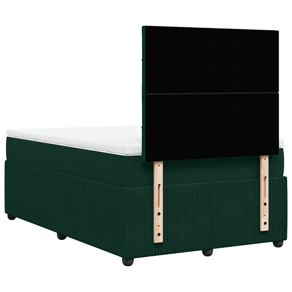 Κρεβάτι Boxspring με Στρώμα Σκούρο Πράσινο 120x190εκ. Βελούδινο - Pakobazaar