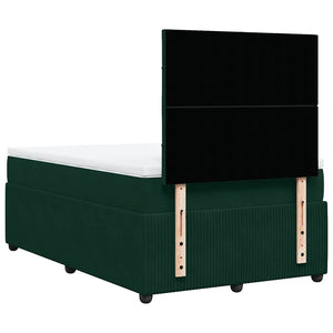 Κρεβάτι Boxspring με Στρώμα Σκούρο Πράσινο 120x190εκ. Βελούδινο - Pakobazaar