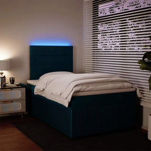 Κρεβάτι Boxspring με Στρώμα Μπλε 120x190 εκ. Βελούδινο