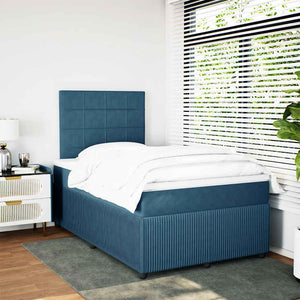 Κρεβάτι Boxspring με Στρώμα Μπλε 120x190 εκ. Βελούδινο
