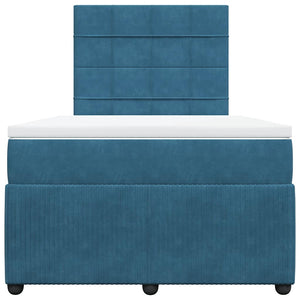 Κρεβάτι Boxspring με Στρώμα Μπλε 120x190 εκ. Βελούδινο