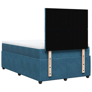 Κρεβάτι Boxspring με Στρώμα Μπλε 120x190 εκ. Βελούδινο