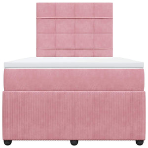 Κρεβάτι Boxspring με Στρώμα Ροζ 120x190 εκ. Βελούδινο - Pakobazaar
