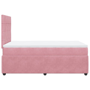 Κρεβάτι Boxspring με Στρώμα Ροζ 120x190 εκ. Βελούδινο - Pakobazaar