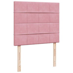 Κρεβάτι Boxspring με Στρώμα Ροζ 120x190 εκ. Βελούδινο - Pakobazaar