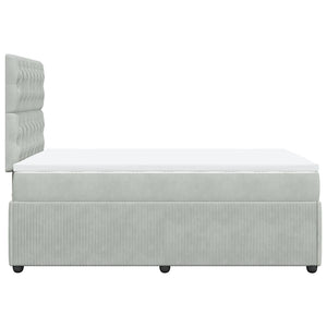 Κρεβάτι Boxspring με Στρώμα Ανοιχτό Γκρι 120x190 εκ. Βελούδινο - Pakobazaar